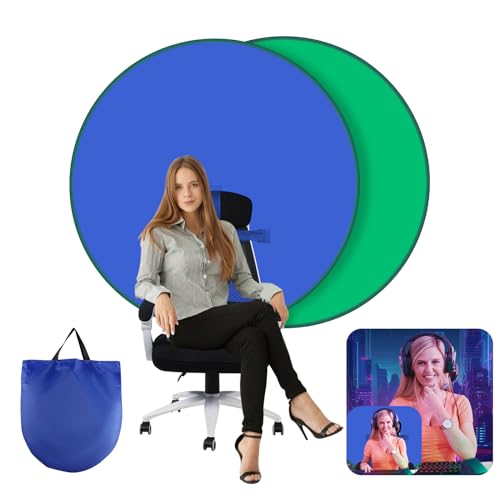 Portable Green Screen - 56" Greenscreen Backdrop with Stand & Reversible Blue Screen for Streaming, Gaming, Zoom & Video Chat