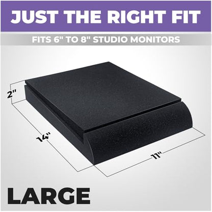 Liquid Stands Studio Monitor Sound Isolation Pads - 6"-8" High-Density Foam Pads Prevent Vibrations - Angled Speaker Riser - size: Large
