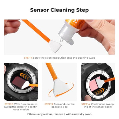 K&F Concept 25-1 Professional Camera Cleaning Kit with APS-C Sensor Cleaning Swabs/60ML & 20ML Lens Cleaner/Cleaning Wipes/Camera Blower/Lens Pen Brush/Microfiber Cloths/Carrying Case - size: 16mm