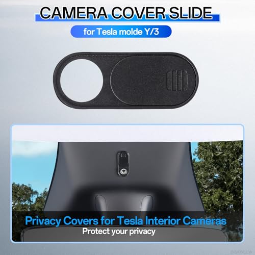 Camera Cover Slide for Tesla Model Y 3 X S Y L | 0.03in Ultra Thin Webcam Cover for Laptop, Computer, Tablet, Cell Phone Web Cam Sticker Blocker Protect Your Privacy, 3 Pack