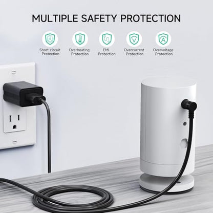 OLAIKE Indoor/Outdoor Power Adapter for Ring Stick Up Cam Battery 3rd Gen/2nd Gen/Plug-in, Weatherproof Cable(5m/16ft) to Continuously Charge Camera, No Need to Change Batteries, Black - color: Black(5m/16ft)