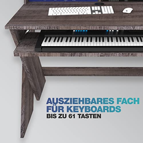 Glorious Sound Desk Compact Professional Studio Workstation with Pull-out Keyboard Compartment (Walnut) - color: Walnut