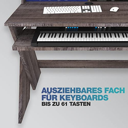 Glorious Sound Desk Compact Professional Studio Workstation with Pull-out Keyboard Compartment (Walnut) - color: Walnut