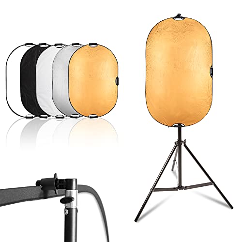 Selens 24x36inch/60x90cm Light Reflector Stand Kit 5-in-1 Collapsible Multi-Disc with Light Photography Stand & Reflector Holder Clamp for Photo Video Studio Outdoor Lighting - size: 24x36in Reflector Stand Kit