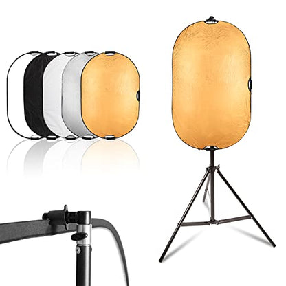 Selens 24x36inch/60x90cm Light Reflector Stand Kit 5-in-1 Collapsible Multi-Disc with Light Photography Stand & Reflector Holder Clamp for Photo Video Studio Outdoor Lighting - size: 24x36in Reflector Stand Kit
