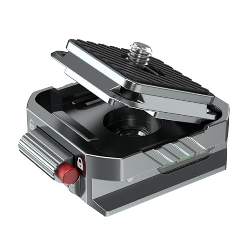Camera Quick Release Plate Kit with Double Secure Safety Lock，Aluminium Quick Release Plate Arca QR Clamp with Quick Switch Auto Lock Design，Arca Type Quick Release Plate Kit with Leveler - color: Gray-Safety Lock