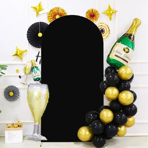 Albassa Arch Backdrop Cover 2-Sided Spandex Wedding Arch Covers Fitted Round Top Chiara Backdrop Stand Cover for Baby Shower Birthday Party Wedding Decoration (Black, 6FT) - color: Black, size: 6FT