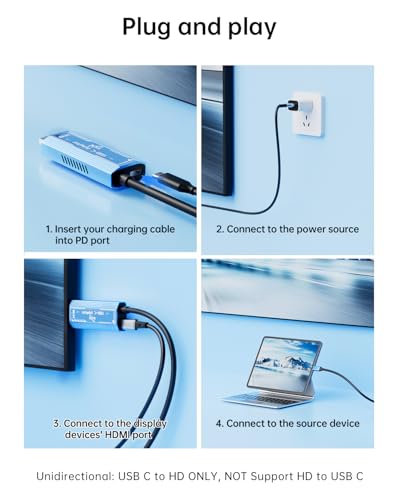 USB C to HDMI Cable Adapter, Upgrades 8K@60Hz C to HDMI Cable with 100W PD Fast Charging Adapter Compatible with Switch2/1, Mac, iPhone17 16 15, HD TV All Aluminum Body Fast Heat Dissipation 6.0FT