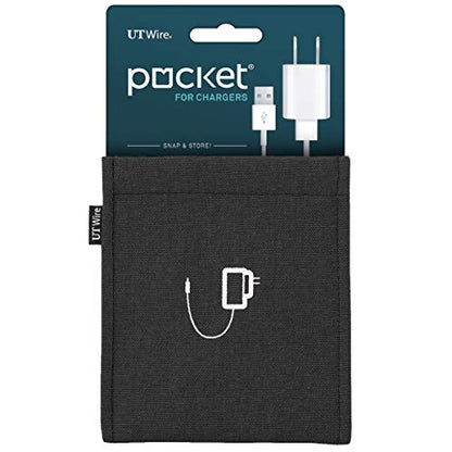 UT Wire Pocket Snap & Store Charger Case Pouch, Black with Solid Grey - color: Black, size: Charger Case