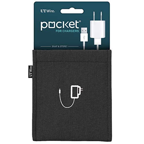 UT Wire Pocket Snap & Store Charger Case Pouch, Black with Solid Grey - color: Black, size: Charger Case