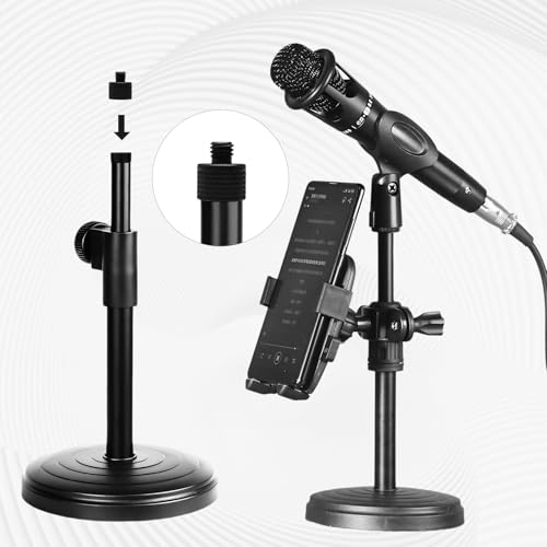 2 Pack Mic Stand Adapter 5/8" Female to 3/8" Male Screw Thread Adapter - Knurled Aluminum Alloy Microphone Stand Mount Converter for Blue Yeti, Snowball, Shock Mount, Boom Arm & Camera Tripod (Black)