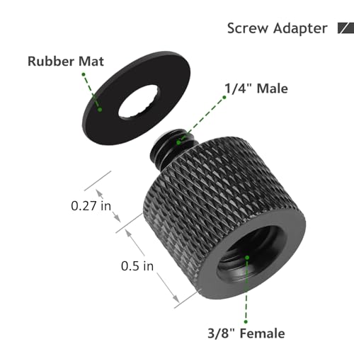 Camera Screw Adapter 8 Pieces Thread 1/4" Male to 3/8" Female and 3/8" Male to 1/4" Female Adapter with Rubber Pad for Camera Monitor, Tripod, Mount