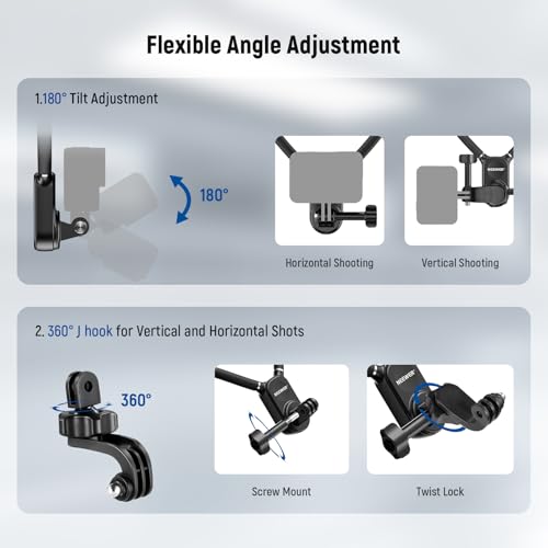 NEEWER Magnetic Neck Mount with Pocket 3 Cage, Flexible Quick Release Action Camera Neck Holder Compatible with Hero 13 12 11 Max DJI Action 5 Pro Insta360 Osmo Pocket 3 Accessory for POV, GP39 - style: GP39