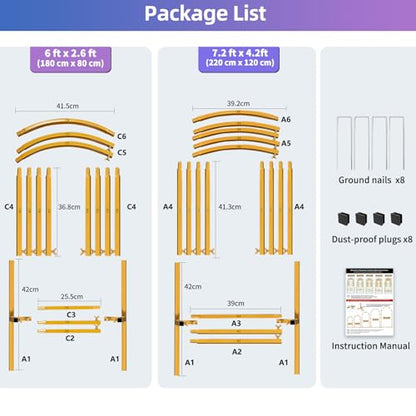 Hemmotop Gold Metal Arch Backdrop Stand Set of 2, 7.2ft and 6ft | Pieces are Labeled for Easy Assembly, Ground Stakes for Stable Base, Versatile for Wedding, Bridal Shower, Party Decoration - size: 7.2ft, 6ft