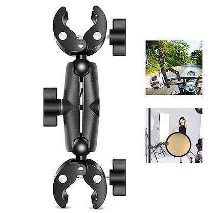 PULUZ Super Double Camera Clamp Mount, Crab Plier Clip Bracket Magic Arm Double Ball Head Adapter Umbrella Clamp for Motorcycle, Bike, Cross Bars, Desktop, Light Stand, Photo Boom Stand - style: Double Clamp