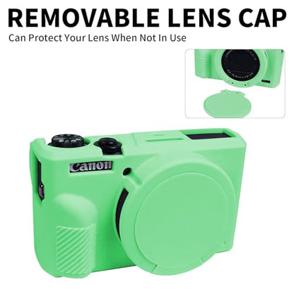 G7X Mark III Case, Soft Silicone Protective Case Cover for Canon Powershot G7X Mark III Digital Camera, Durable Camera Body Skin Protector with Removable Lens Cover - Turquoise - color: Turquoise