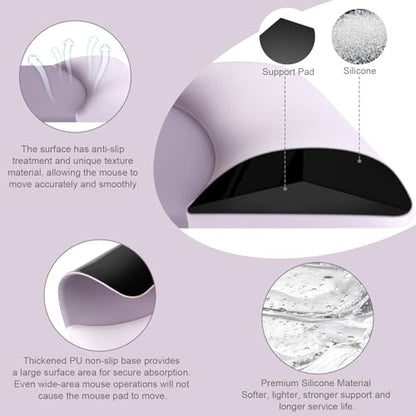 MOSISO Keyboard Mouse Pad Set, Large Gaming Mouse Pad&Rectangular Keyboard Wrist Rest&Mousepad with Wrist Rest&Coaster, Ergonomic Non-Slip&Easy Typing Pad with Curved Silicone Lining, Purple - color: Purple