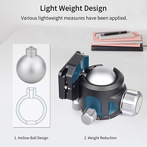 Low Profile Tripod Ball Head-INNOREL N44,Panoramic CNC Metal Camera Tripod Ball Head with Two 1/4" Screw Arca Swiss Quick Release Plates for Tripod,Monopod,DSLR,Camcorder,Max Load 55lbs/25kg - size: N44-Sliver