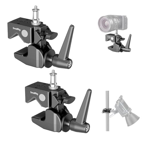 SmallRig Super Clamp Kit 2-Pack, Heavy Duty Max Load 33lb /15kg, with a 1/4"-20 & a 3/8"-16 Top Screw on a 5/8" Stud, for Photography Studio Video Camera Lighting, for Round Pipe and Flat Surface 5318 - size: Clamp (2 Pack)