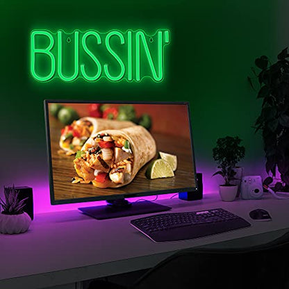 Lumoonosity Bussin Neon Sign - Meme Bussin Led Neon Lights for Gamers/Streamers/Influencers – Cool Trendy Green Led Signs with On/Off Switch for Wall, Bedroom, Game Room Decor - 16.9 x 6.5-inch - style: BUSSIN GREEN