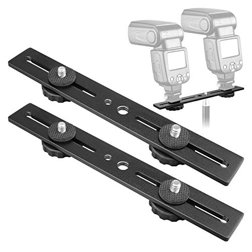 Dual Flash Bracket,Chromlives Dual Tripod Mount Bracket,1/4" Dual Camera Mount Flash Extension Bar,8" Dual Tripod Bracket for Camera,LED Light,DSLR Camera,Tripod,Flash Light(2 Pack) - color: Tripod Bracket