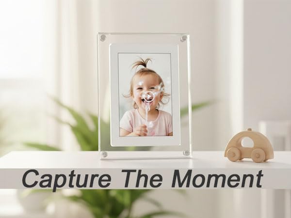 5 Inch Acrylic Video Picture Frame with 4GB Memory, Digital Motion Video Loop Player with Sound, Rechargeable Desktop Display for Home Decor,Desk Setup,Pet Memorial, No WiFi Needed