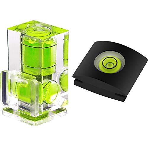 Anwenk Hot Shoe Level Camera Bubble Level Hot Shoe Spirit Level Hot Shoe Cover (Includes 2 Axis Bubble Level and 1 Axis Hot Shoe Cover) Combo Pack