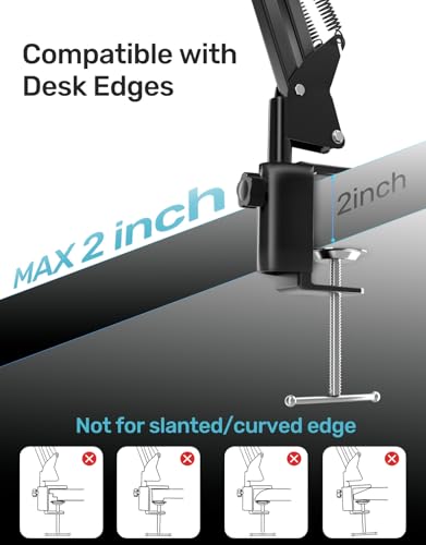 Mic Boom Arm Stand [MAX 3.3lbs ] Heavy Duty Microphone Holder Desk Mics Scissor Mount Streaming Accessories for Blue Yeti HyperX QuadCast S SoloCast snowball Fifine K669B AT2020 - Medium - size: Microphone Boom Arm Stand for Multiple Models