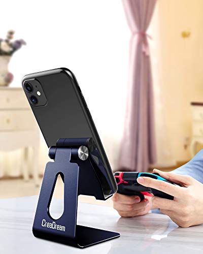 Adjustable Cell Phone Stand, CreaDream Phone Stand, Cradle, Dock, Holder, Aluminum Desktop Stand Compatible With Phone Xs Max Xr 8 7 6 6s Plus SE Charging, Accessories Desk,All Mobile Phones-Navy Blue - color: Navy Blue