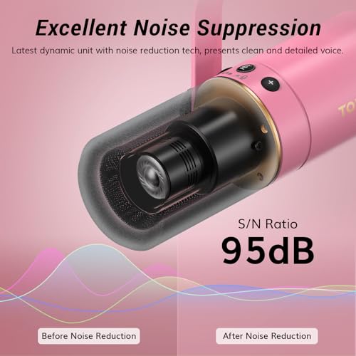 TONOR Dynamic Podcast Microphone, XLR/USB Mic for Recording, Streaming, XLR Cardioid Studio Mic with Quick Mute, 3.5mm Jack, Volume Control, 200 cm/78inch Cable, with Boom Arm, Pink, TD510+