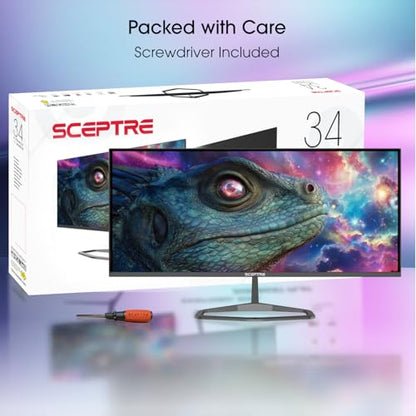 New! Sceptre 34-inch Prime Gaming Monitor 3440 x 1440 up to 180Hz DisplayPort HDMI Build-in Speakers, Machine Black 2027 (E345B-QU180D Series) - size: 34
