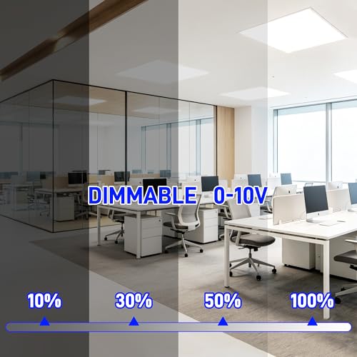 Hykolity 2x2 LED Flat Panel Troffer Light,Dimmable ETL,Drop Ceiling 2 Pack | 30/40/50W Selectable 0-10V Dimmable 5000K 5800LM Recessed Light for Office Classroom Hospital Garage Replaces 2-Lamp Fixture