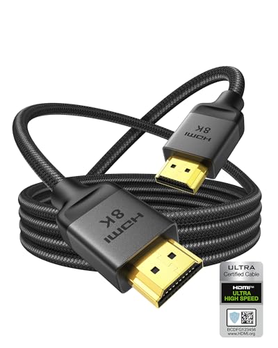 Silkland 10K 8K HDMI 2.1 Cable 10ft, (Upgrade Braided) Certified Ultra High Speed HDMI Cable [8K@60Hz, 4K@240Hz 120Hz] 48Gbps, HDR10, eARC, HDCP 2.2&2.3, Compatible for Soundbar/PS5/Xbox/Roku TV - color: Grey, size: 10 Feet, style: 1-Pack