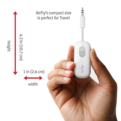 Twelve South AirFly SE | Bluetooth Wireless Audio Transmitter Adapter for AirPods/Headphones, 20+ Hr Battery, Works with 3.5mm aux Jacks on Airplanes, TVs, Gym Equipment, and Travel - color: White, style: AirFly SE