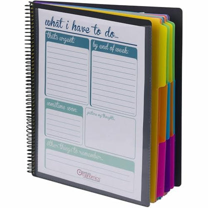 Smead Project Organizer, 24 Pockets, Grey with Assorted Bright Tabs, Tear Resistant Poly, 1/3-Cut Tabs, Letter Size (89206) - style: Brights, 1 Count