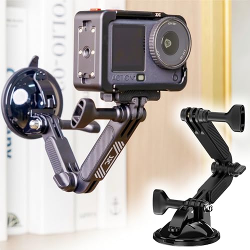 JJC Suction Cup Mount with Extension Arm for DJI Osmo Nano Action 5 Pro 4 3 Action Camera, Strong Stable Suction Cup Base Compatible with Gopro Hero 13 12 11 10, for Insta360 Ace Pro 2 Car Mount - color: Suction Mount w. Extension Arm