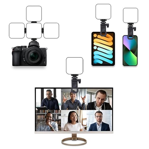 RGB LED Video Light with 360-Degree Color Adjustment & 3 Cold Shoe Mounts, 1200mAh Rechargeable Portable Photography Light for Streaming Studio Content Creation