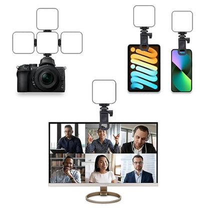 RGB LED Video Light with 360-Degree Color Adjustment & 3 Cold Shoe Mounts, 1200mAh Rechargeable Portable Photography Light for Streaming Studio Content Creation