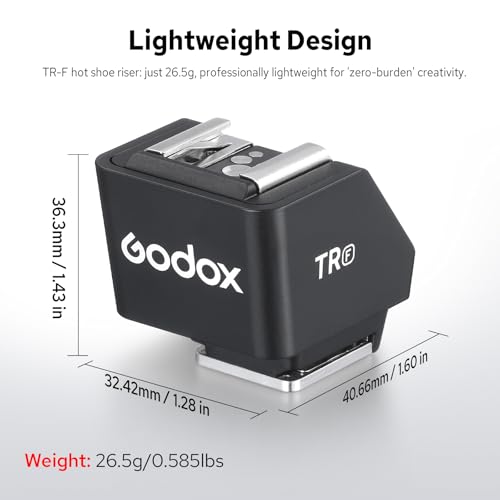 Godox TR-F TTL Hot Shoe Riser for Fujifilm, with 6 Adjustment Levels (0-90°) TTL Function HotShoe Extender Mount Adapter for Godox TTL Mini Flash iT20 iT30Pro