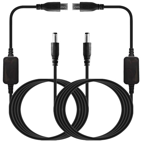 Baby Car Camera Cable USB-C Plug, 5V to 12V Set up Converter Power Cord Adapter, DC 5.5x2.5MM Connector, 6.6 FT, 2-Pack