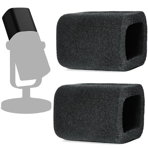 Defean 2 Pack Microphones Pop Filter Compatible with Fifine AmpliGame AM8 Microphone, Replacement Windscreen Flocked Foam - Cuboid (Black) - color: Black