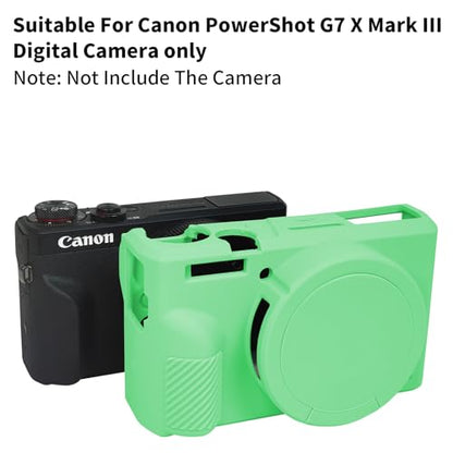 G7X Mark III Case, Soft Silicone Protective Case Cover for Canon Powershot G7X Mark III Digital Camera, Durable Camera Body Skin Protector with Removable Lens Cover - Turquoise - color: Turquoise