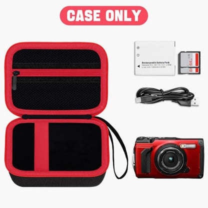 Camera Case for Olympus Tough TG-7 / OM System TG-6 / TG-5 / TG-4 Waterproof Digital Camera - Blackred (CASE ONLY) - color: Blackred