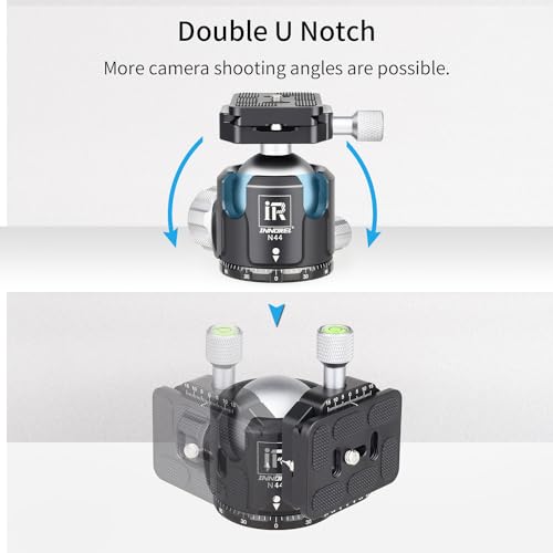Low Profile Tripod Ball Head-INNOREL N44,Panoramic CNC Metal Camera Tripod Ball Head with Two 1/4" Screw Arca Swiss Quick Release Plates for Tripod,Monopod,DSLR,Camcorder,Max Load 55lbs/25kg - size: N44-Sliver