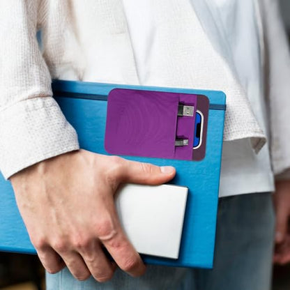 Portable Hard Drive Sleeve 2-Pocket Stick on Pouch with Reusable Adhesive SSD Hard Drives Carrying Case Computer Accessories Pouch Holder for Most Laptop External Solid State Drive Mouse USB Cable - color: Purple