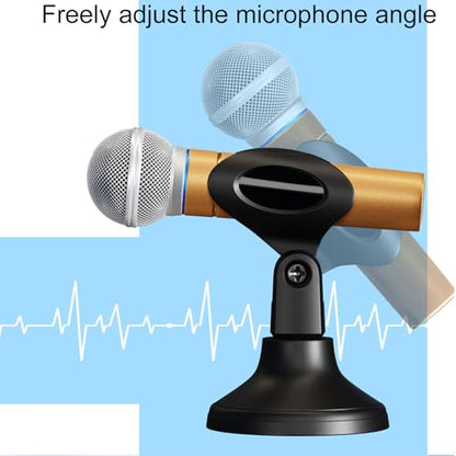 Desktop Mini Microphone Stand Holder Adjustable Portable Desktop Table Mic Stand Holder 180 Degree Adjustment For Live Streaming Online Meetings Computer Chats