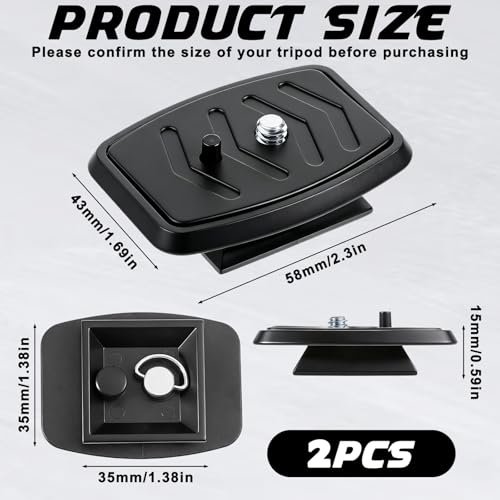 2 Pcs 35mm Tripod Quick Release Plate Camera Tripod Mount Adapter Camera Mounting Adapter Parts Replacement Cameras Mounting Ball Head Parts for Cameras Photography Equipment Mount