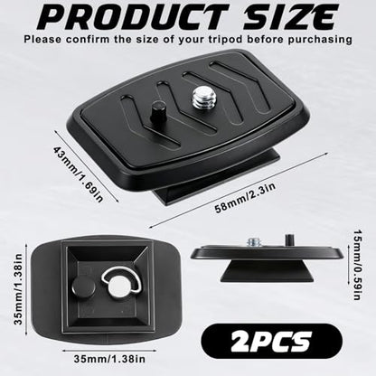 2 Pcs 35mm Tripod Quick Release Plate Camera Tripod Mount Adapter Camera Mounting Adapter Parts Replacement Cameras Mounting Ball Head Parts for Cameras Photography Equipment Mount