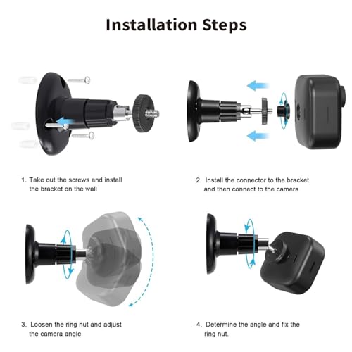 Tonton 4 Pack Blink Outdoor Camera Mount, 360° Adjustable Wall Mount Bracket for Blink Outdoor 4 (4th Gen) / (3rd Gen), Blink XT / XT2, Blink Mini, Universal Camera Wall Mount Holder, Black - size: Wall Mount*4