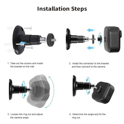 Tonton 4 Pack Blink Outdoor Camera Mount, 360° Adjustable Wall Mount Bracket for Blink Outdoor 4 (4th Gen) / (3rd Gen), Blink XT / XT2, Blink Mini, Universal Camera Wall Mount Holder, Black - size: Wall Mount*4